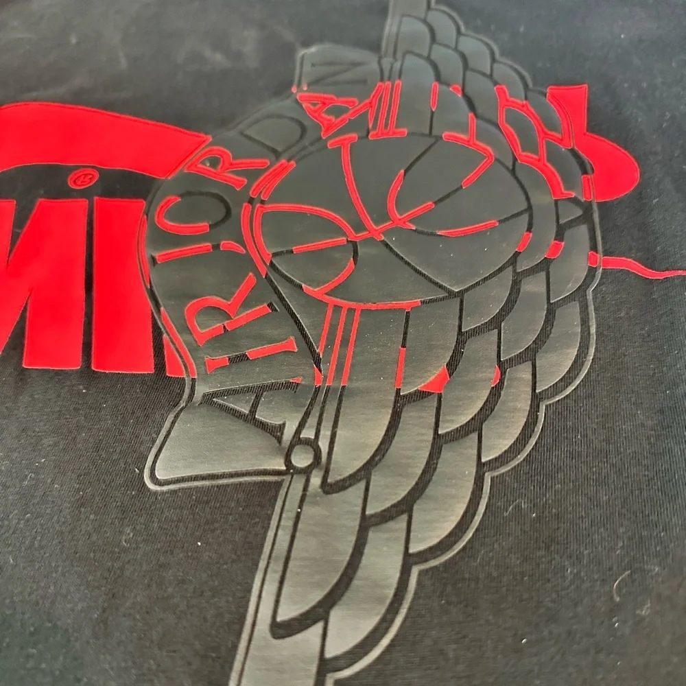 Jordan Black Tee with Red Winged Logo Nike Air upside down!🙃